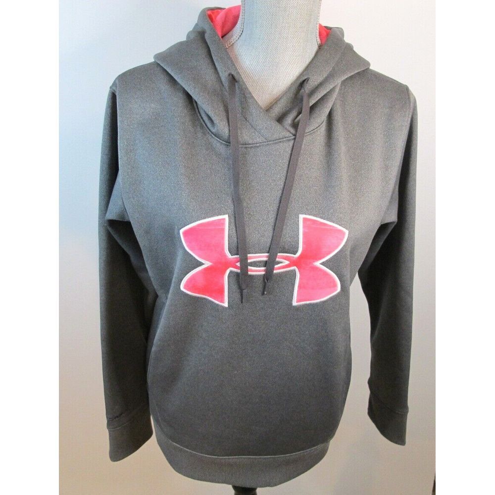 Women's Medium Under‎ Armour Storm Gray Pullover Hoodie Semi-Fitted - Cold Gear